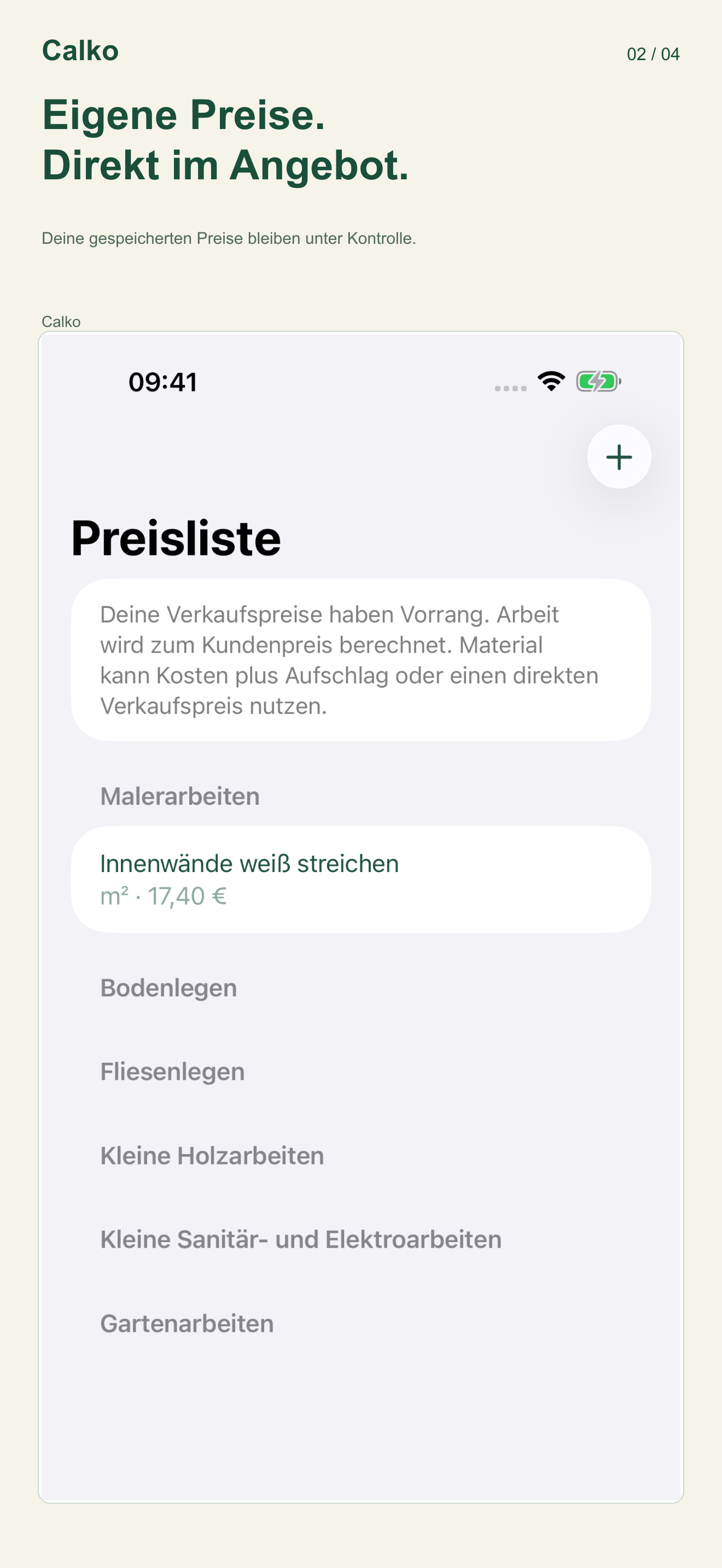 Deine Preisliste