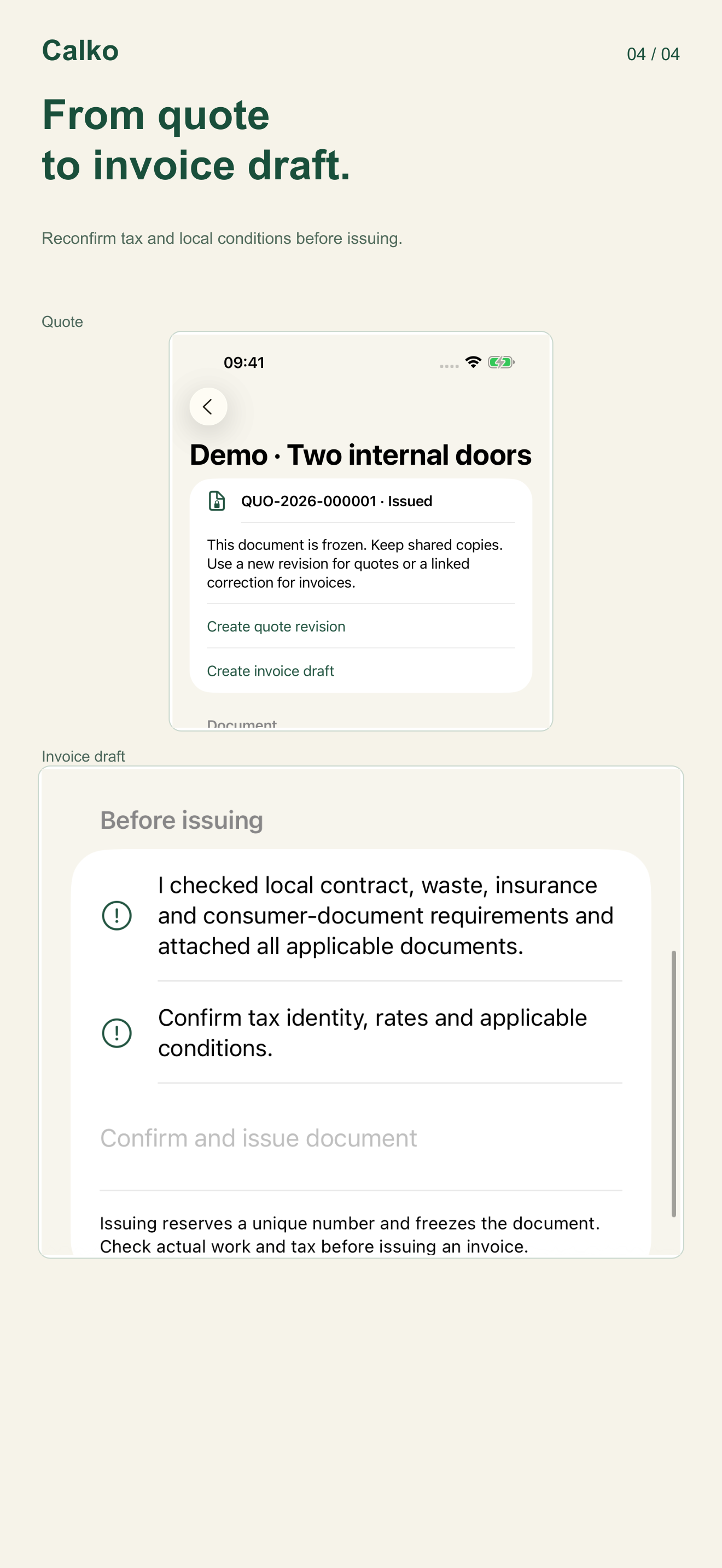 Quote to invoice draft